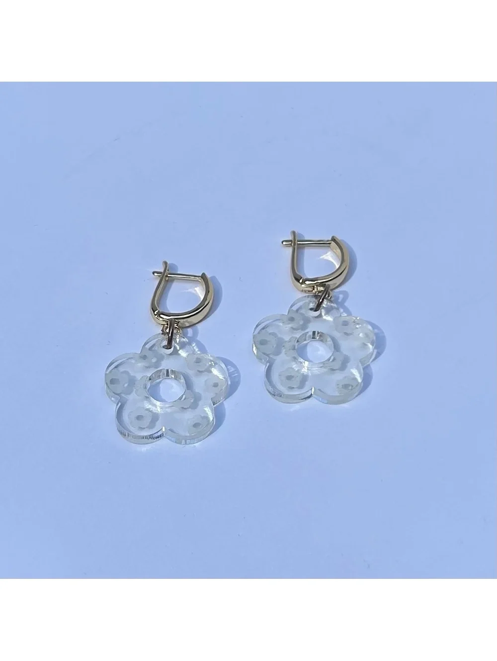 Polly PocketCore Etched Flower and Gold Tone Pierced Dangle Earrings